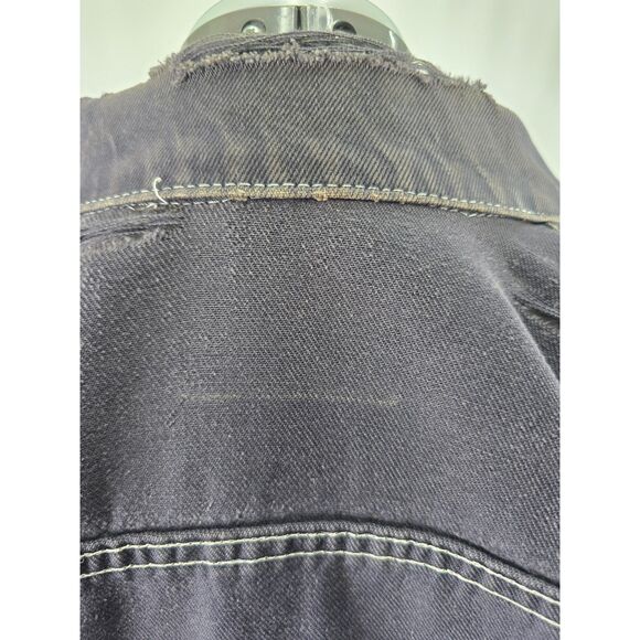 Custom Distressed Jean 90s Grunge Patchwork Painted Denim Levis Trucker Jacket - Picture 8 of 15